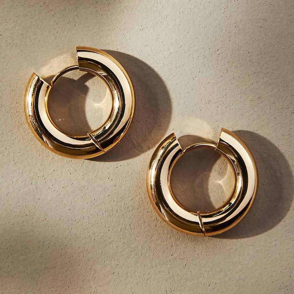 Anthropologie - Adorations Huggie Small Cuff Golden Earrings - NWT